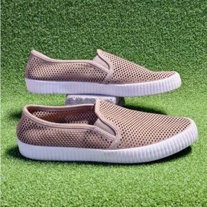 Frye Taupe Perforated Slip-On Loafers